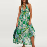 Valerie | Women's Halter Maxi Dress with Open Back and Pleated Skirt