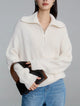 Skylar | Women's Cotton Pullover with Wide Collar and Chest Zipper Detail