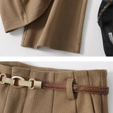 Annabelle | Women's High Waist Wide Leg Wool Blend Trousers