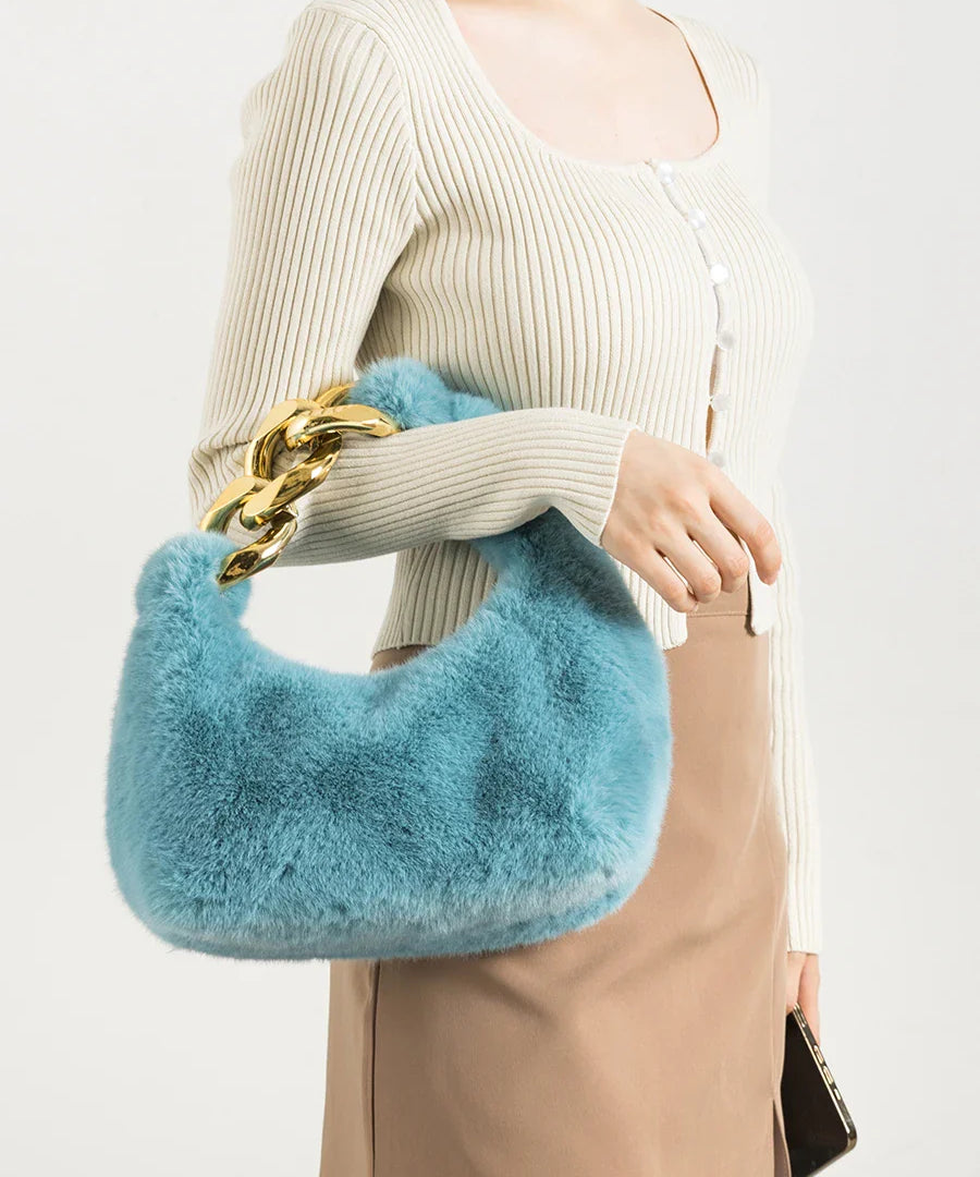 Ophelia | Women Bag with Faux Fur and Chain