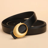 Rowan | Women Belt with Leather Strap and Crescent Buckle