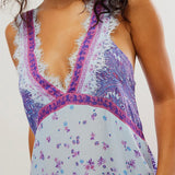 Sienna | Women's Floral Lace Trim Deep V Mini Dress
