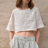 Evelyn | Women Top With Linen Boxy Cropped Fit