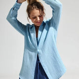 Langley | Women Shirt With Cotton Crinkle Fabric