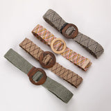 Calla | Women Belt with Woven Straw and Wood Buckle