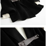 Holly | Women's Wool-Cotton Blend Winter Coat with Leather Waist Belt