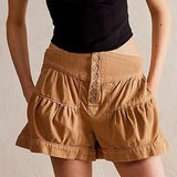 Francesca | Women's Shorts with Button Waist and Ruched Panels