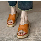 Sorella | Women's Sandals with Woven Leather and Platform