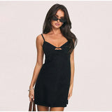 Delilah | Women's Denim A-Line Dress with V-Neck Cutout