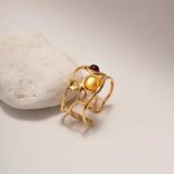 Solari | Women Ring with Resin Stones and Gold Plating
