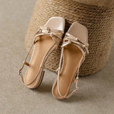 Marinette | Women's Flats with Bow Straps and Open-Toe