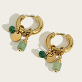 Celeste | Women's Hoop Earrings with Stone Charm and Hinged Closure