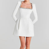 Madeleine | Women's Square Neck Mini Dress with Empire Waist and Slim Fit
