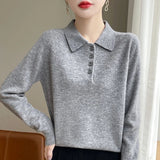 Harriet | Women Polo Sweater With Button Front Design