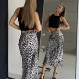 Harper | Women Skirt with Leopard-print and Midi-length