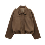 Wendy | Women's Suede Overshirt with Structured Lapel and Hidden Zip Closure