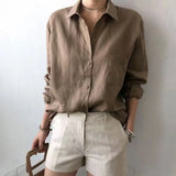 Noelle | Women Shirt With Linen Open Collar