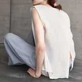 Clara | Women Top With Linen Pleated Neckline