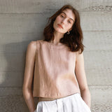 Charlotte | Women Top With Linen Reversible Neckline