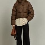 Veyra | Women's Quilted Cropped Jacket with High Neck and Bold Front Clasps