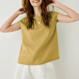 Sophie | Women Top With Linen Petal Sleeve Women Top With Linen Relaxed Fit