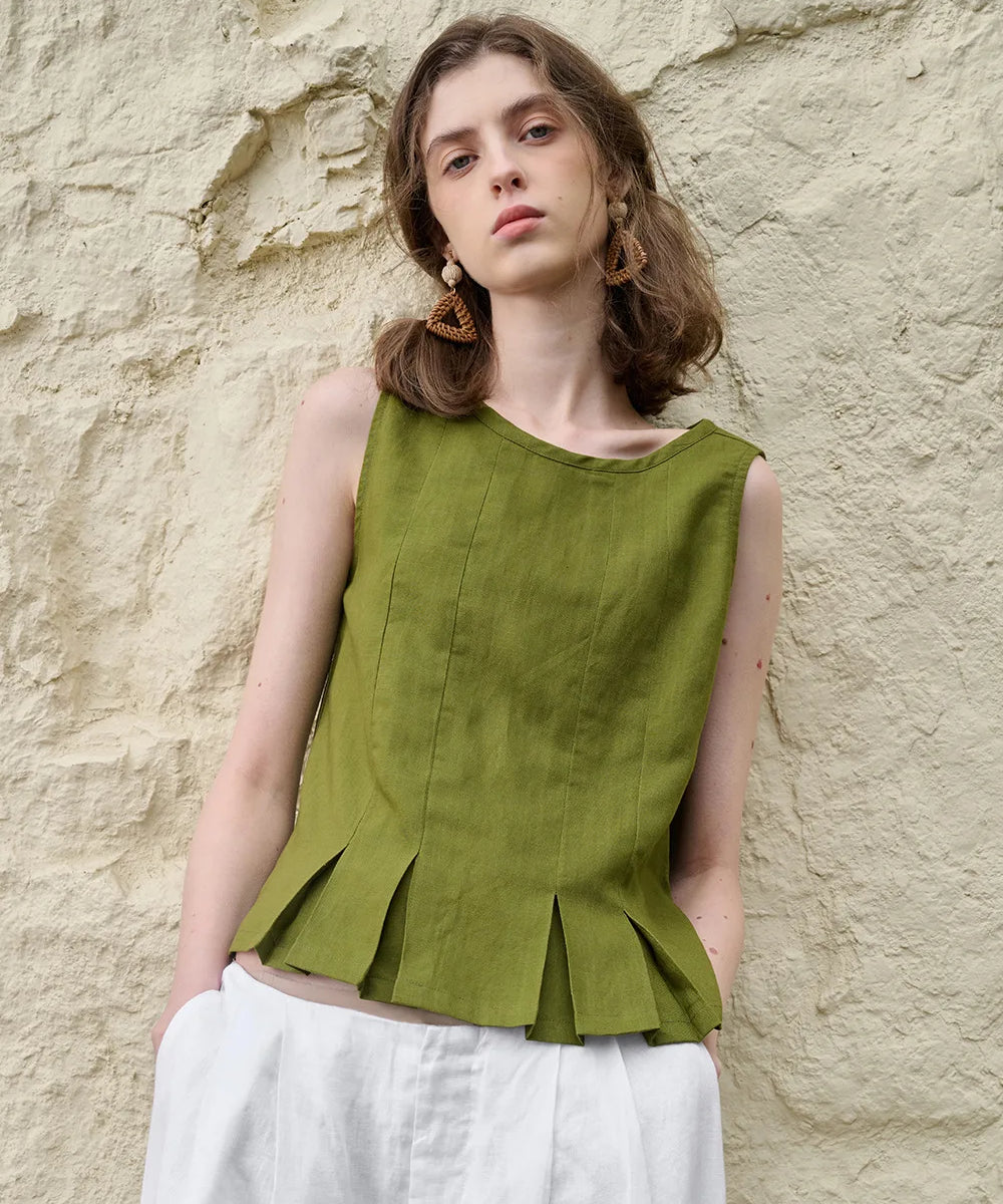 Victoria | Women Top With Linen Cotton Seam Detail