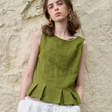 Victoria | Women Top With Linen Cotton Seam Detail