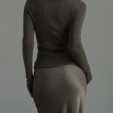 Seraphine | Women's Satin Maxi Skirt with Fishtail Hem
