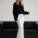 Seraphine | Women's Satin Maxi Skirt with Fishtail Hem