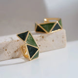 Vera | Women Earrings with Geometric Design and Green Accents