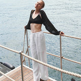 Marina | Women's Pants with Drawstring Waistband and Wide Legs