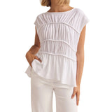 Elodie | Women Top With Ruched Bodice Peplum Hem