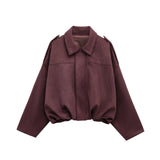 Wendy | Women's Suede Overshirt with Structured Lapel and Hidden Zip Closure