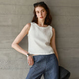 Charlotte | Women Top With Linen Reversible Neckline