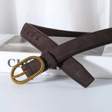 Maribel | Women Belt with Suede Material and Gold Buckle
