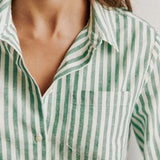 Caroline | Women Shirt With Cotton Linen Striped Pattern