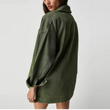 Jane | Women's Oversized Washed Denim Jacket with Side-Split Hem