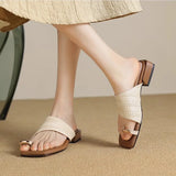 Alessia | Women's Flats with Raffia Strap and Toe-Loop