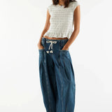 Marlowe | Women's Slouchy Denim Pants with Drawstring Waist