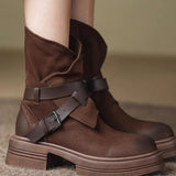 Quinnette | Women's Boots with Layered Straps and Fold-Over