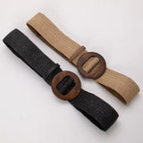 Calla | Women Belt with Woven Straw and Wood Buckle