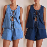 Avery | Women's Denim Two Piece Set Shorts