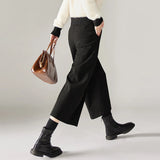 Mabel | Women's Wool Blend Wide Leg Pants with High Waist