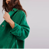 Jane | Women's Oversized Washed Denim Jacket with Side-Split Hem