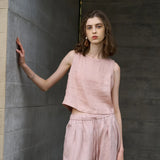 Luna | Women Top With Linen Asymmetric Hem