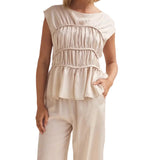Elodie | Women Top With Ruched Bodice Peplum Hem
