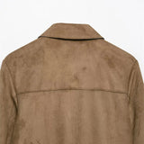 Tatiana | Women's Cropped Faux-Suede Jacket with Lapel and Oversized Buttons