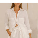 Calla | Women's Pants with Ruffled Waistband and Tie Belt