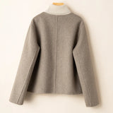 Anne | Women's Retro-Inspired Wool Coat with Round Neck and Button Accents