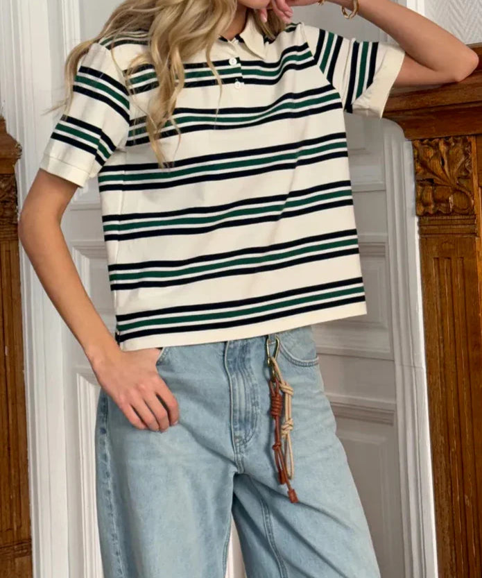 Noelle | Women Polo With Cotton Stripe Design